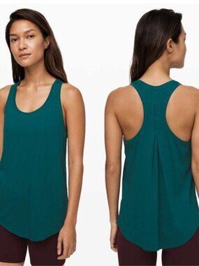 LULULEMON Love Tank Pleated Pima Cotton Size 4 Emerald